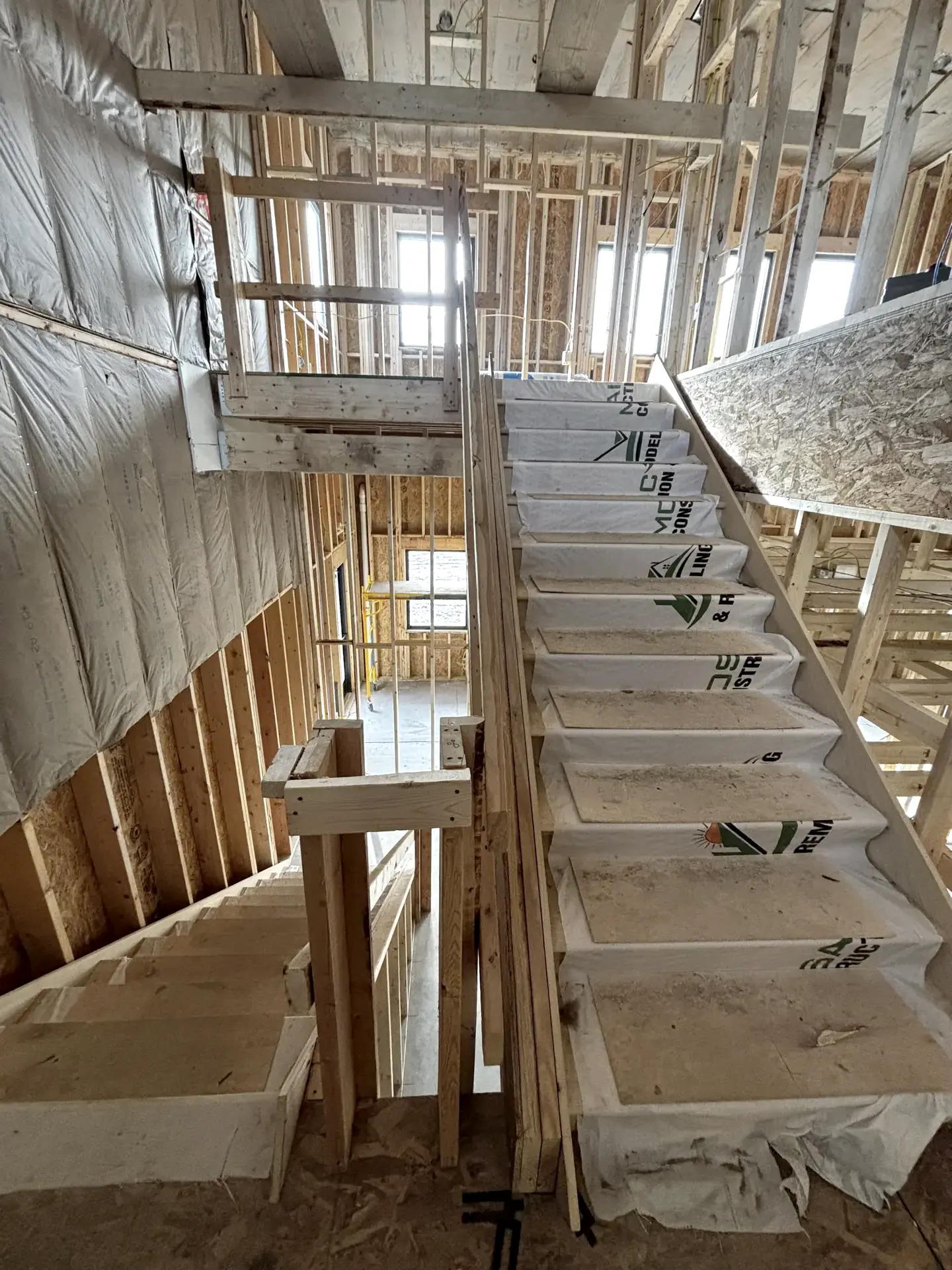 Stairwell framing with insulation